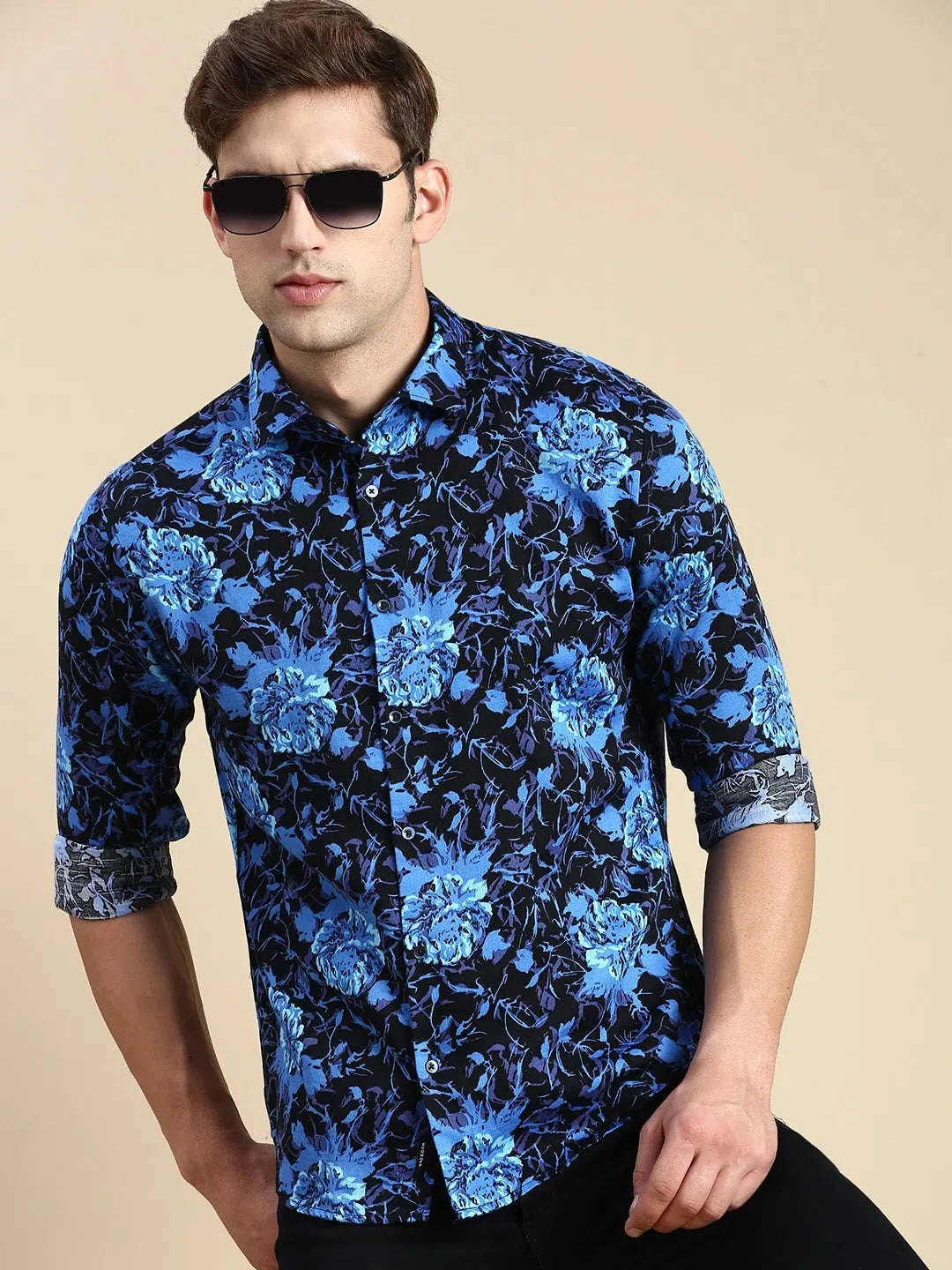 Blue Printed Mens Shirt - Cool Cotton Casual Shirt | DesiQlo