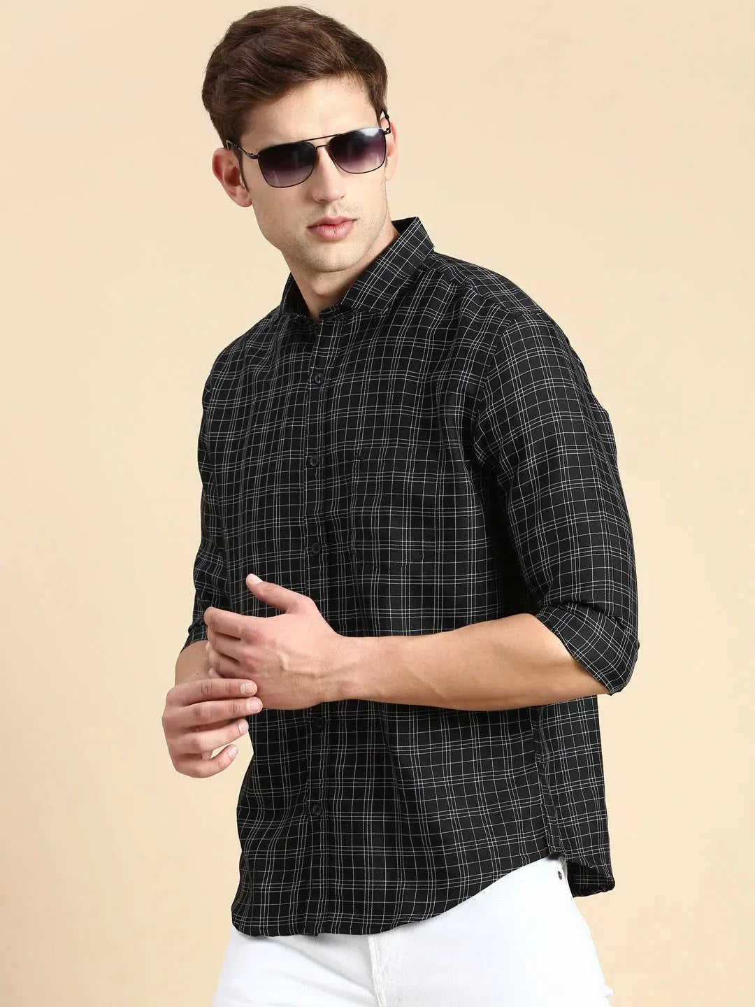 Black Checked Mens Shirt - Stylish Cotton Shirt | DesiQlo