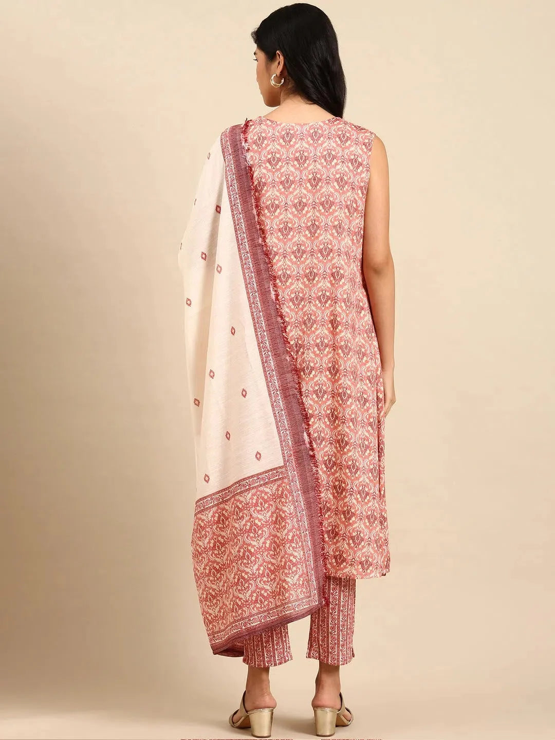 Coral Printed Kurta Set | Cotton Indian Kurta Sets for Women