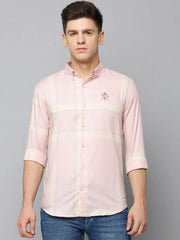 Men Peach Checked Casual Shirt-TAJIMACHECKS-5183-Peach