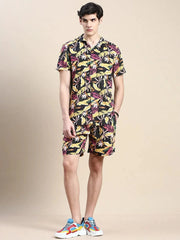 Men Black Printed Casual Co ord Set-AM-90-90-Black