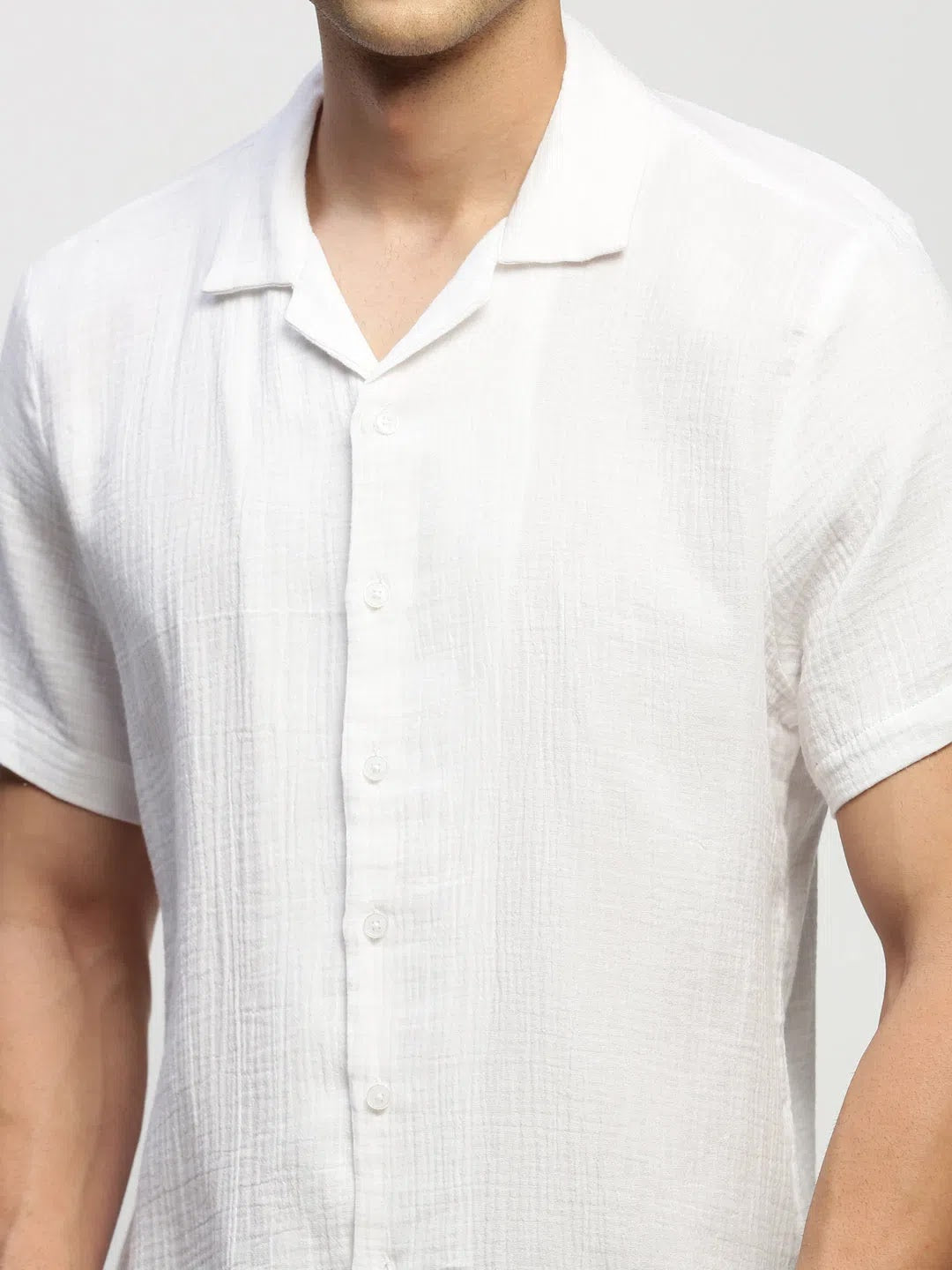 White Cotton Mens Shirt - Solid, Casual Style | DesiQlo