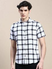 Men White Checked Casual Shirt-WILLACHECKS-99-White