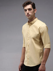 Men Yellow Solid Casual Shirt-BOLDPLAINE-1614-Yellow