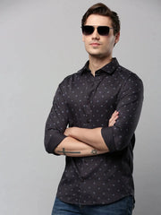 Men Black Printed Casual Shirt-RTRPRINT-4841-Black
