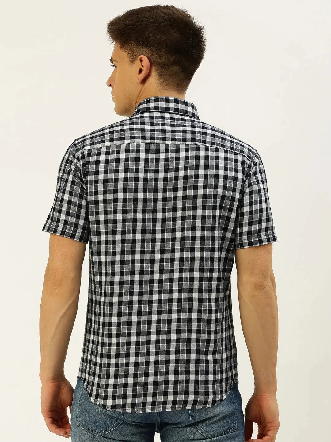 Men's Navy Checked Cotton Shirt | Casual Shirts Online