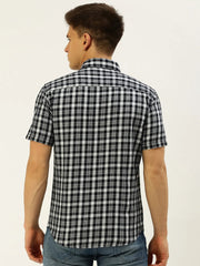 Men Navy Checked Casual Shirt-BINUCHECKS-5069-Navyblue
