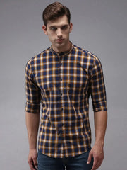 Men Blue Checked Casual Shirt-WONDERCHECKS-1730-Navyblue