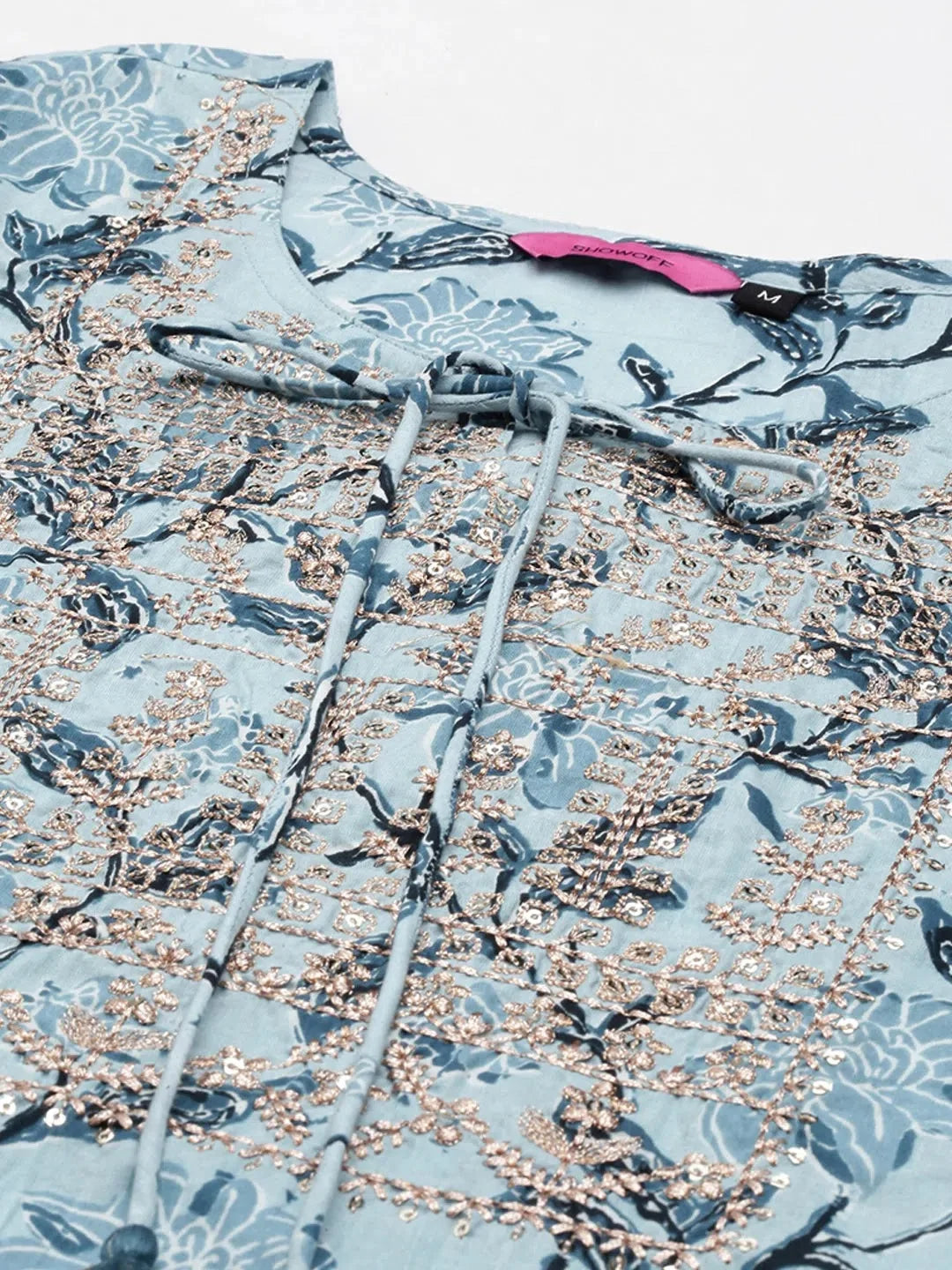 Navy Floral Kurta Set | Women's Cotton Indian Kurta Sets