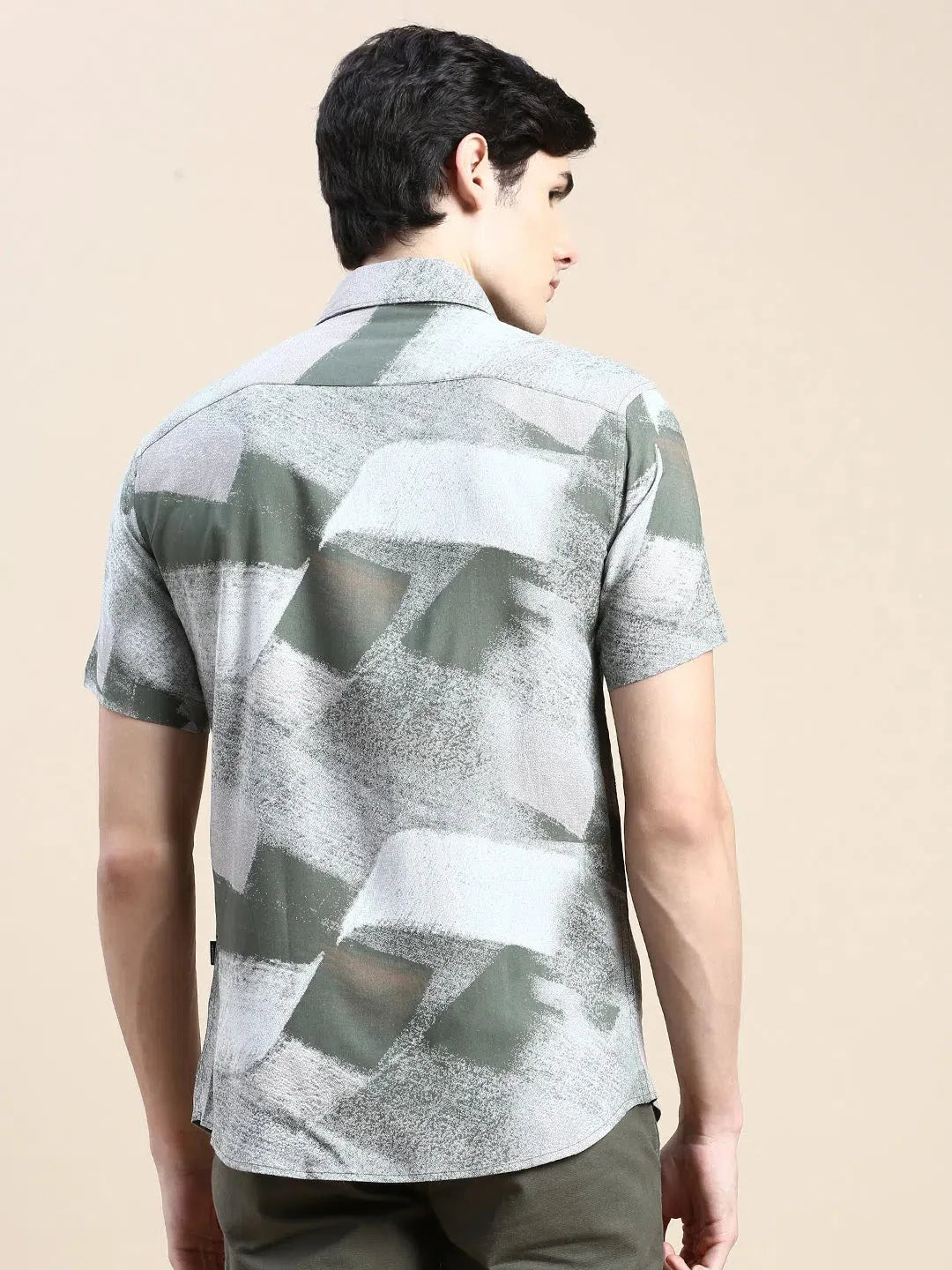 Men's Green Abstract Printed Shirt | Casual Cotton Shirt