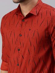 Men Rust Printed Casual Shirt-STANDARDPRINT-1313-Rust