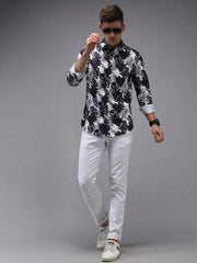 Men White Printed Casual Shirt-KELVENPRINT-1411-White