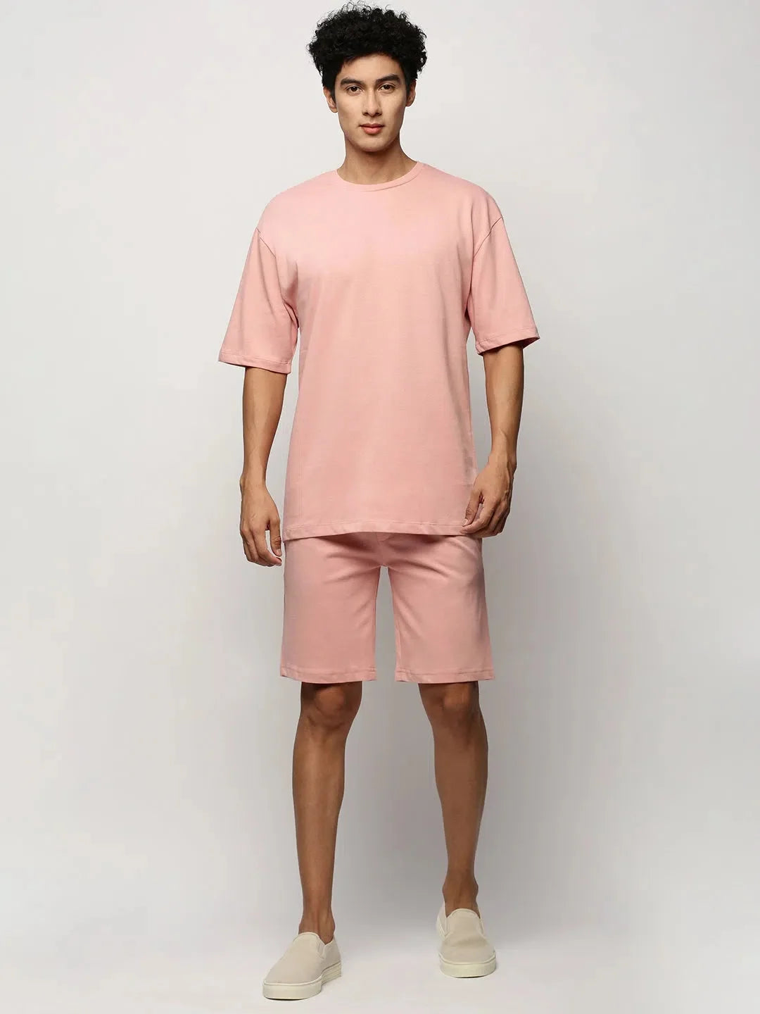 Men's Peach Casual Co ord Sets - Solid Two Piece Sets