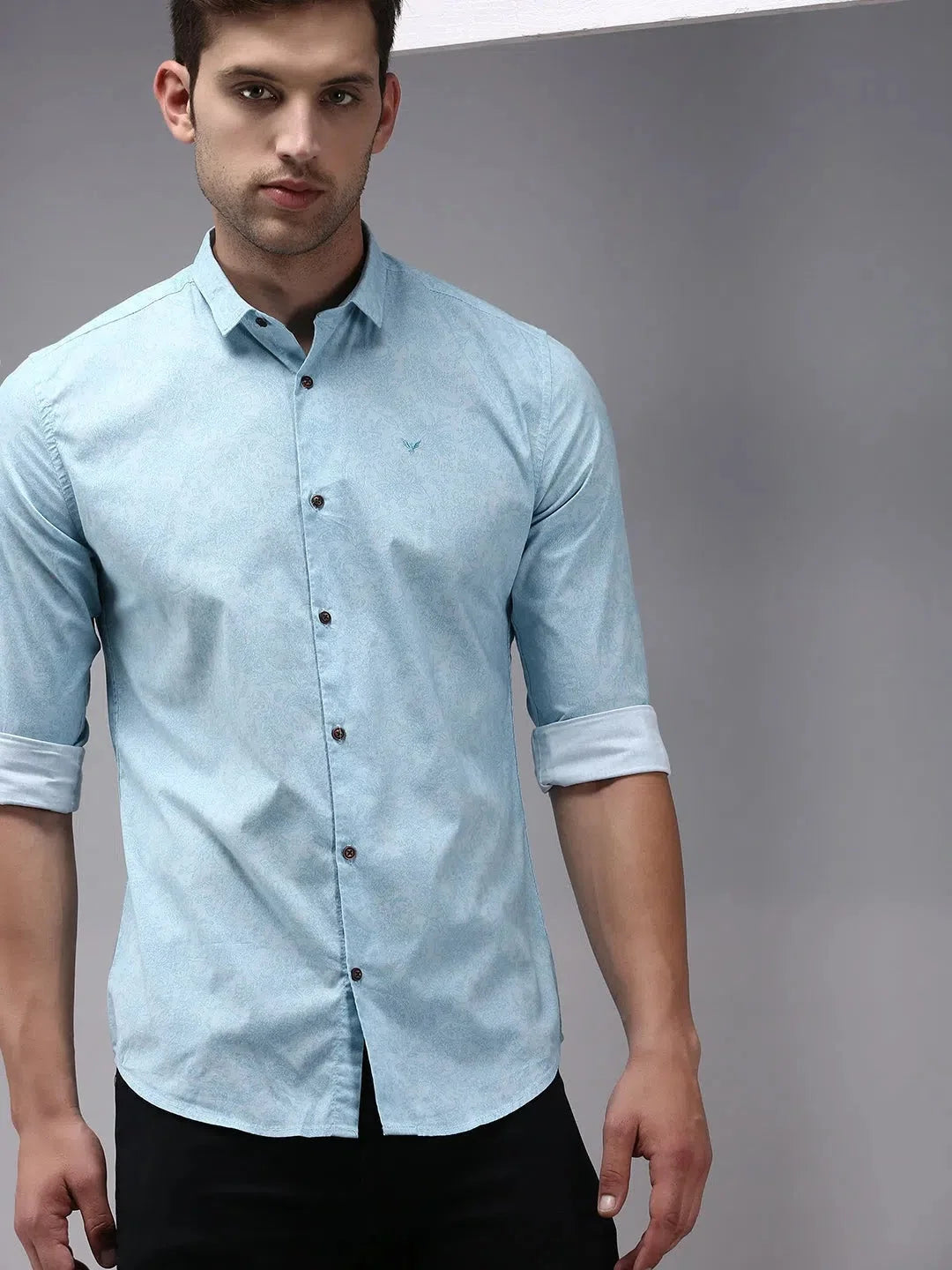 Shop Blue Printed Mens Shirt - Stylish Cotton Shirt | DesiQlo