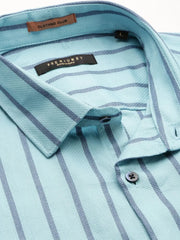 Men Blue Striped Casual Casual Shirts-OAKSTRIPE-5633-Blue