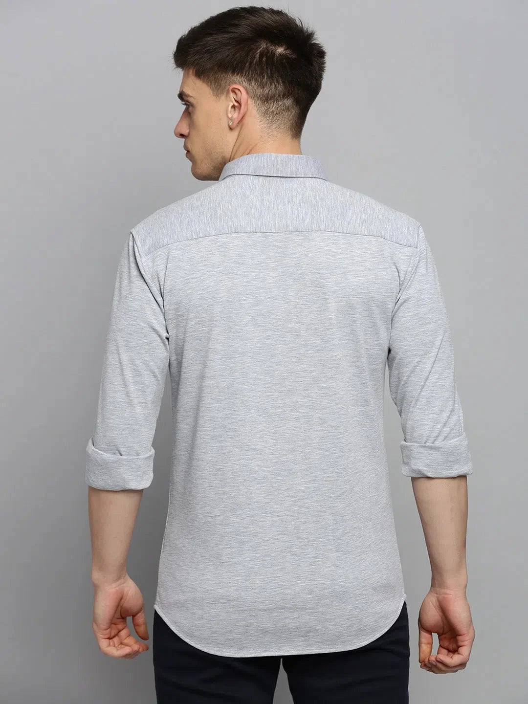 Grey Solid Mens Shirt - Casual Cotton Shirt by DesiQlo