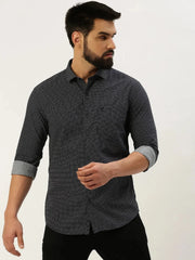Men Navy Printed Casual Shirt-STAPLEPRINTS-0497-Navyblue