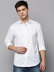 Men White Solid Casual Shirt-POSHMANPLAINS-4396-White