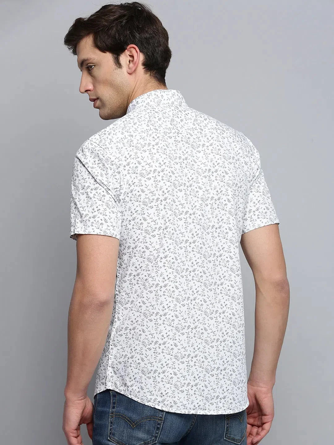 Stylish White Printed Mens Shirt - Cotton Casual Shirt | DesiQlo