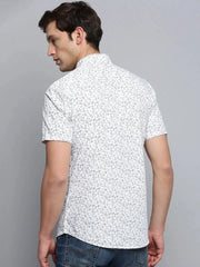 Men White Printed Casual Shirt-PICOPRINT-2021-White
