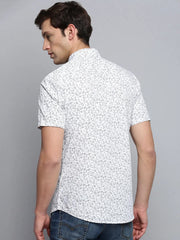 Men White Printed Casual Shirt-PICOPRINT-2021-White