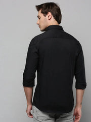 Men Black Solid Casual Shirt-SAGARPLAIN-4579-Black