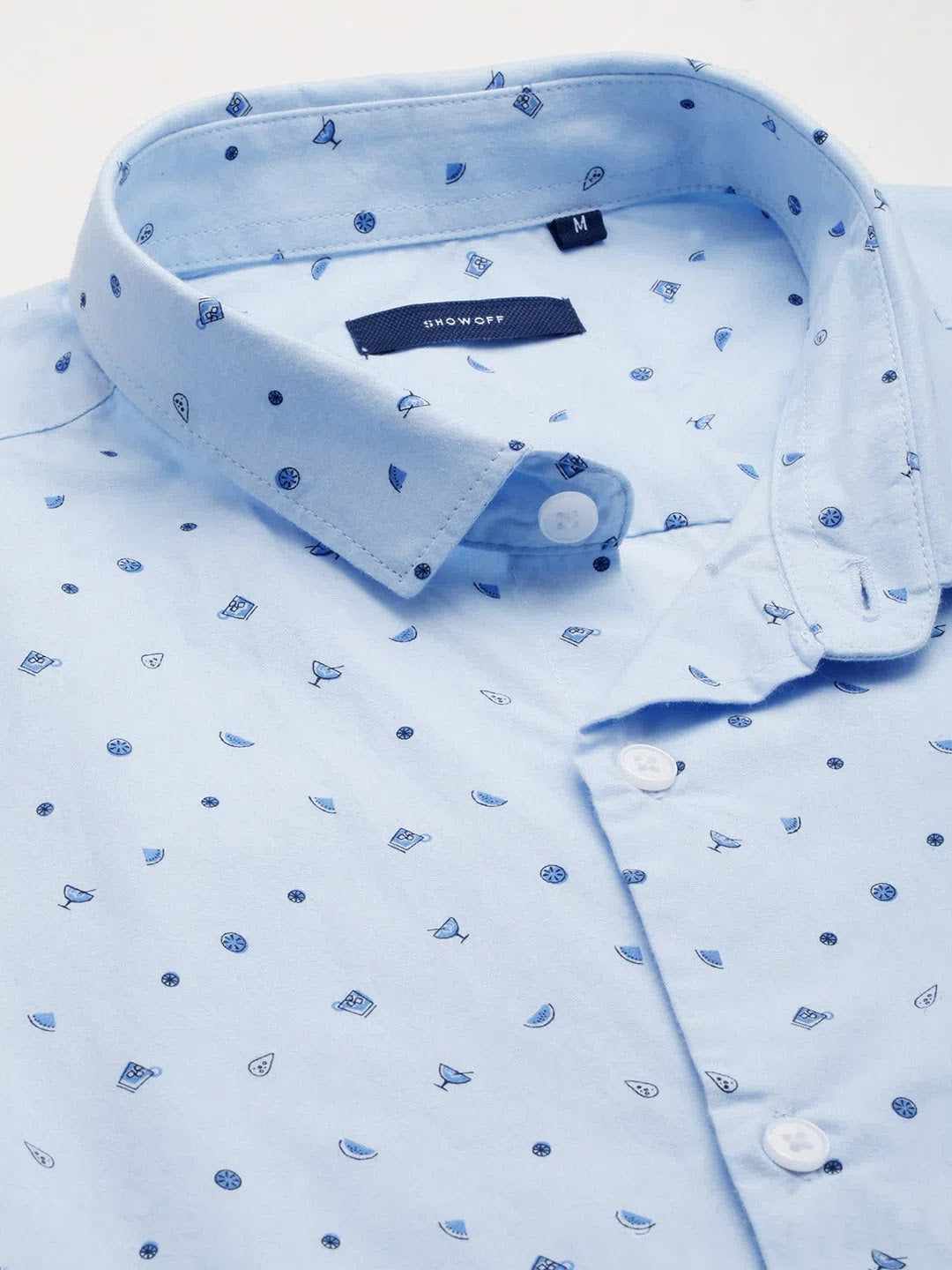 Blue Printed Mens Shirt - Soft Cotton Casual Shirt