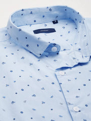 Men Blue Printed Casual Shirt-TKTPRINT-123-Blue