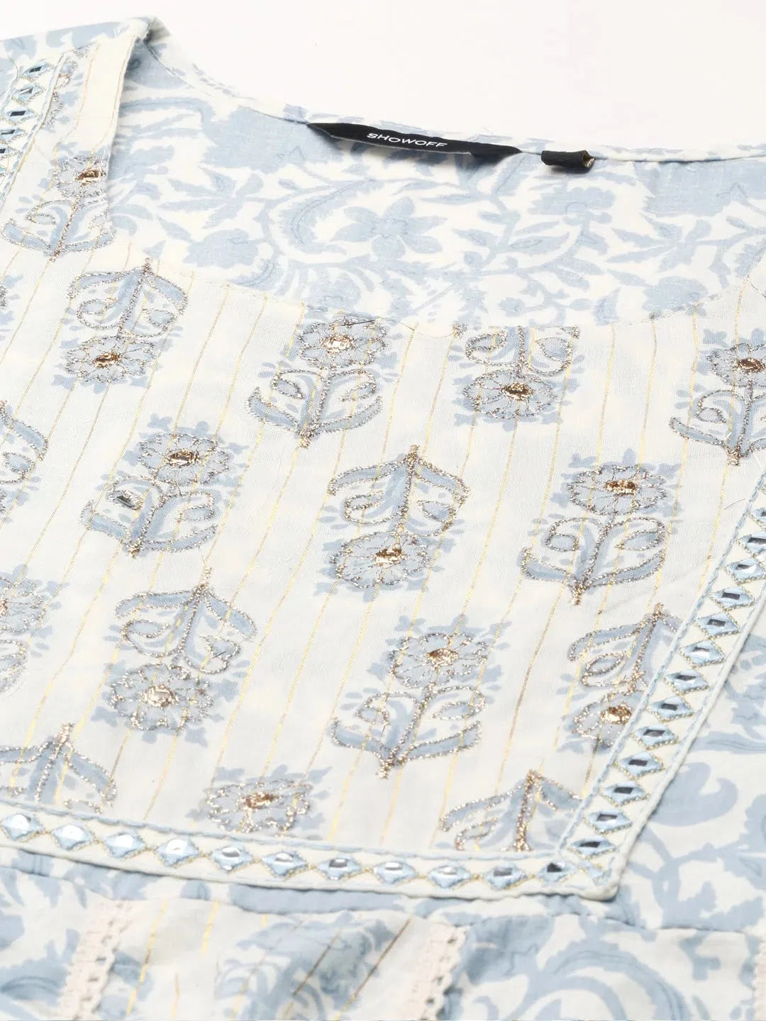 Beige Printed Women's Kurta Set | Floral Cotton Kurta Sets