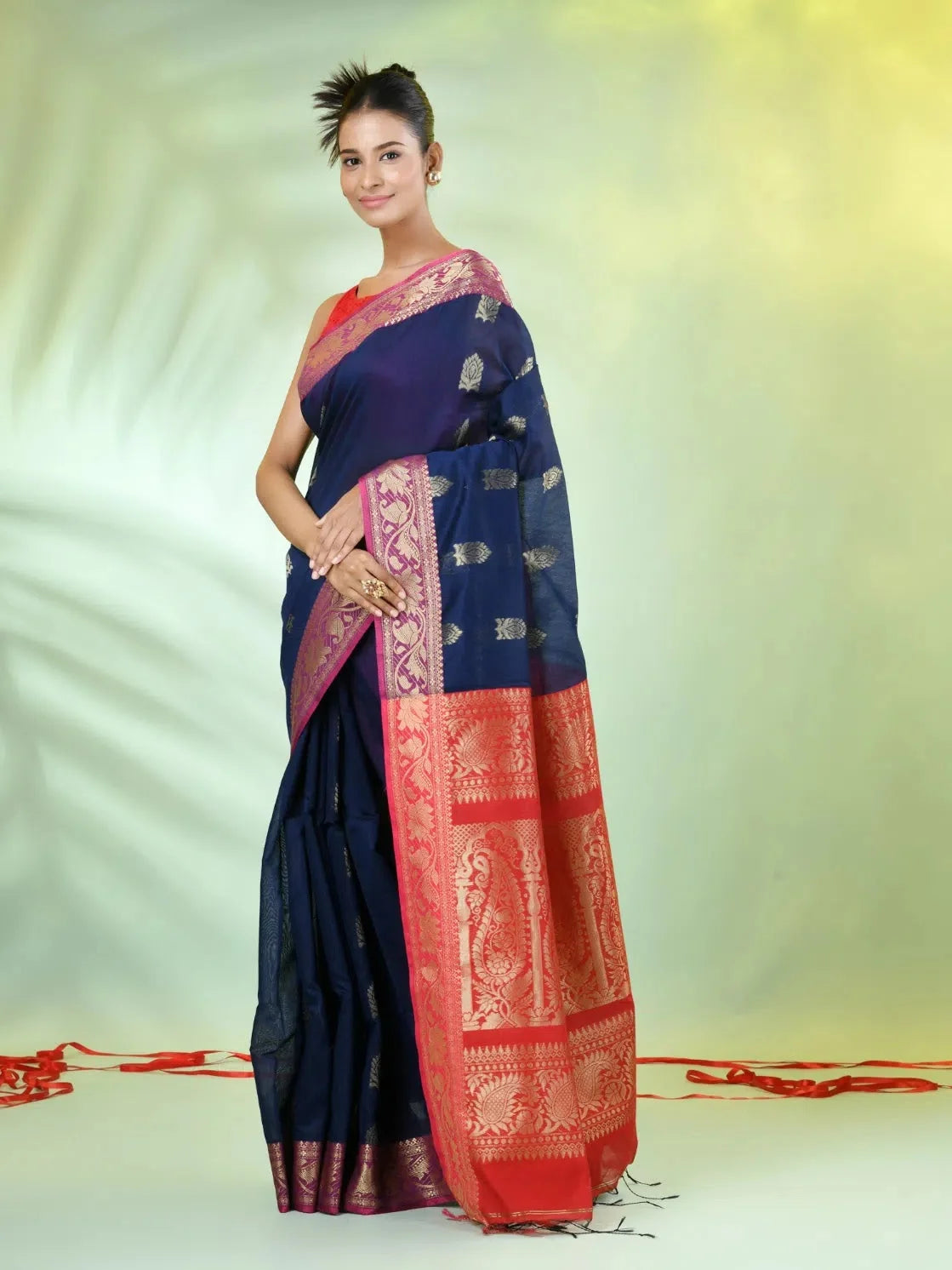 Navy Blue Cotton Saree | Designer Sarees India