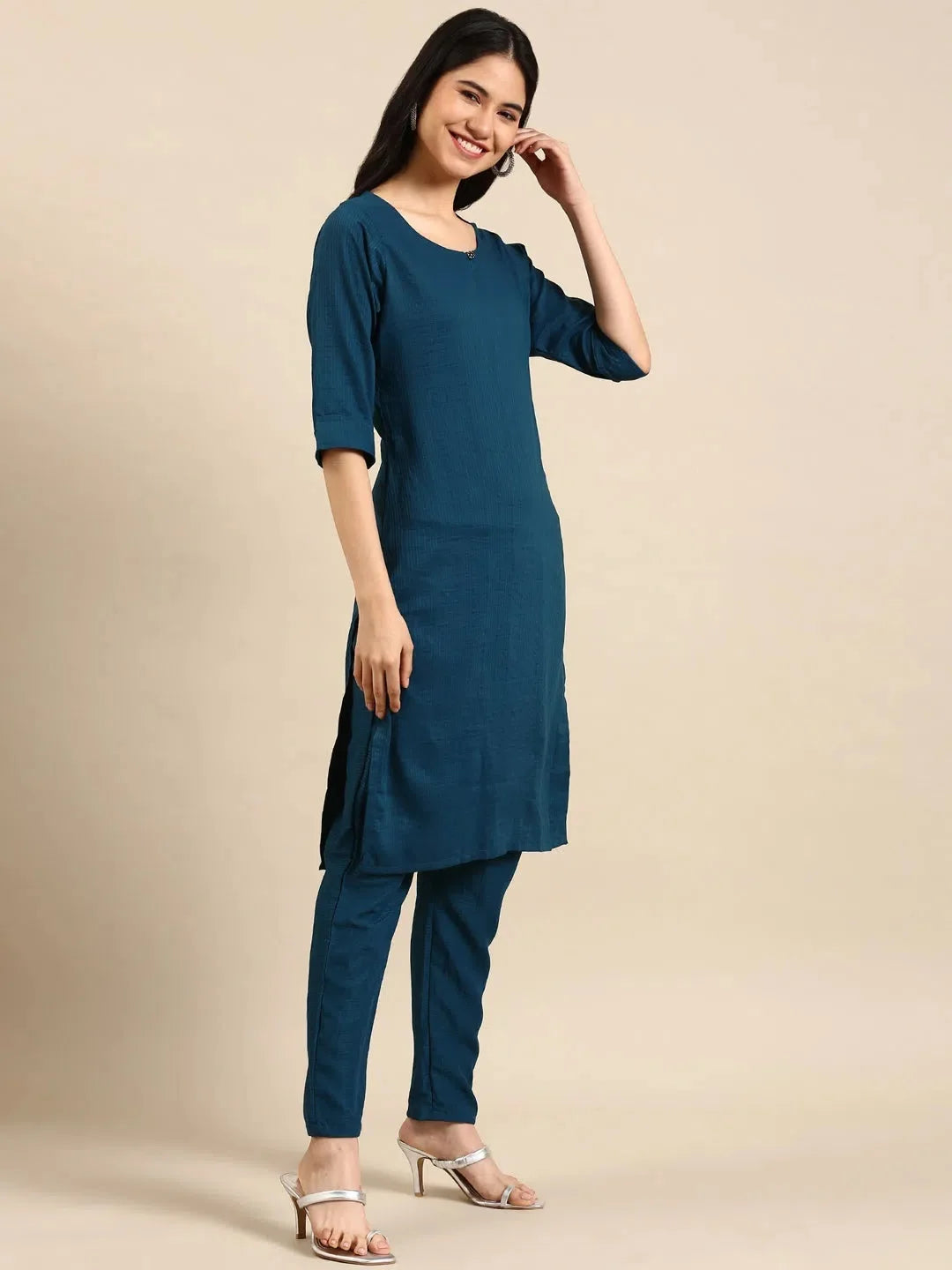 Blue Solid Kurta Set | Women's Cotton Indian Kurta Sets - Style 1