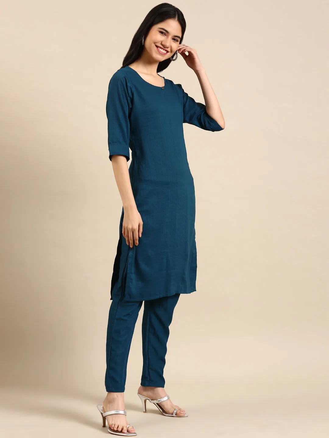 Blue Solid Kurta Set | Women's Cotton Indian Kurta Sets - Style 1