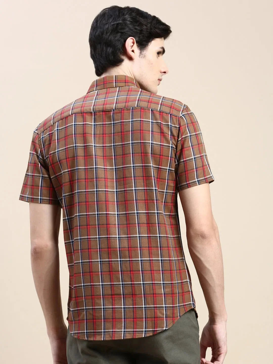 Stylish Brown Checked Mens Shirt - Cotton Casual Shirt | DesiQlo