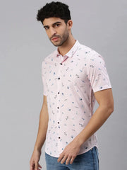 Men Pink Striped Casual Shirt-ROSEPRINT-1047-Pink
