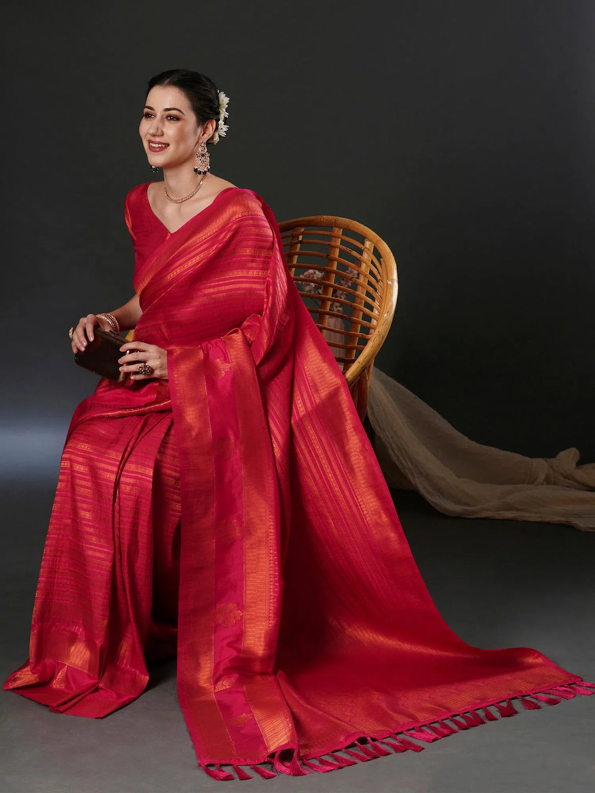 Pink Woven Designer Saree | Indian Sari with Blouse