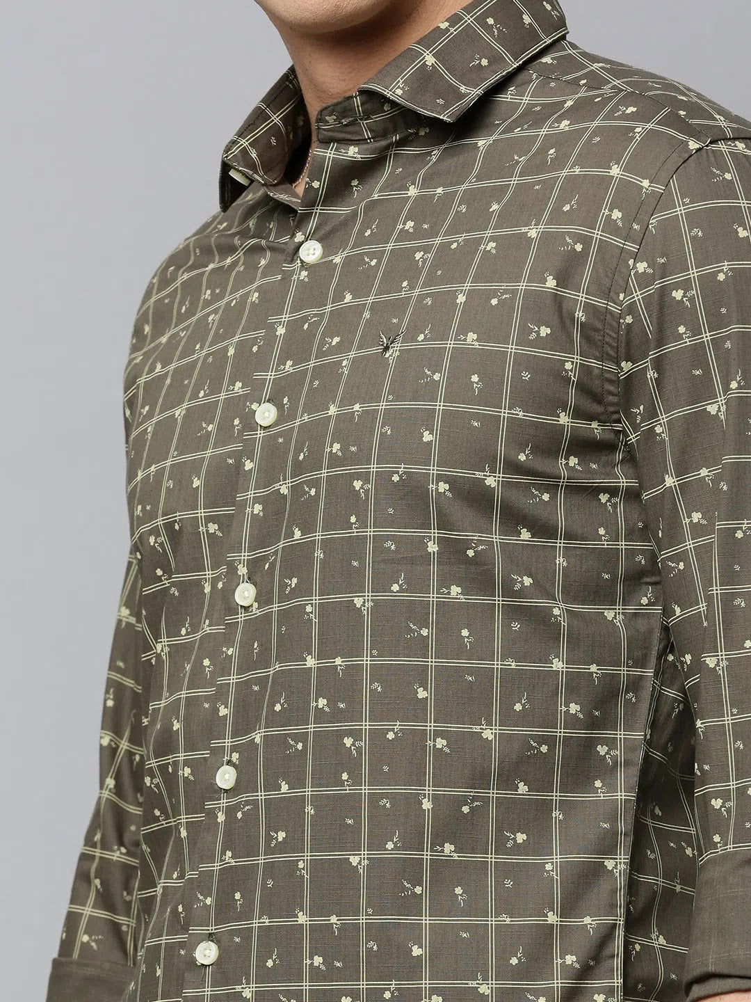 Green Checked Mens Shirt - DesiQlo Cotton Casual Shirt 