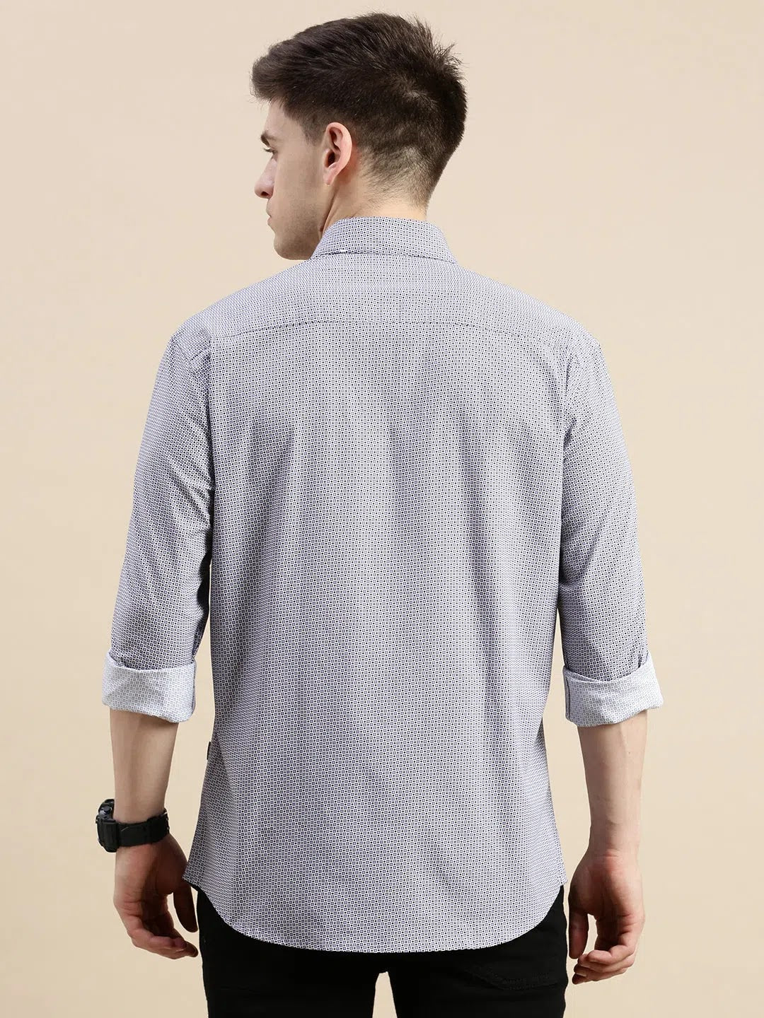 Men's Lavender Geometric Printed Cotton Shirt | Casual Shirt