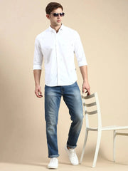 Men White Printed Casual Shirt-VEGAPRINT-5553-White