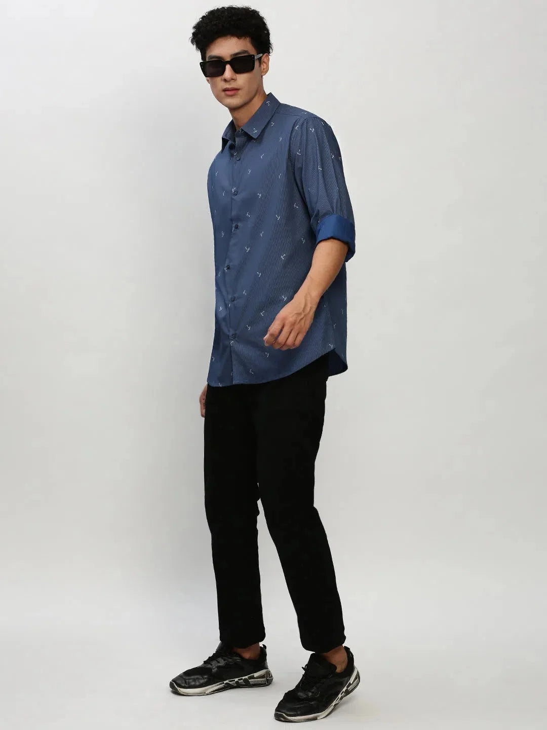 Navy Striped Cotton Mens Shirt - Casual Style | DesiQlo