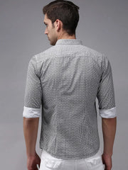 Men White Printed Casual Shirt-HITECKPRINT-1387-White