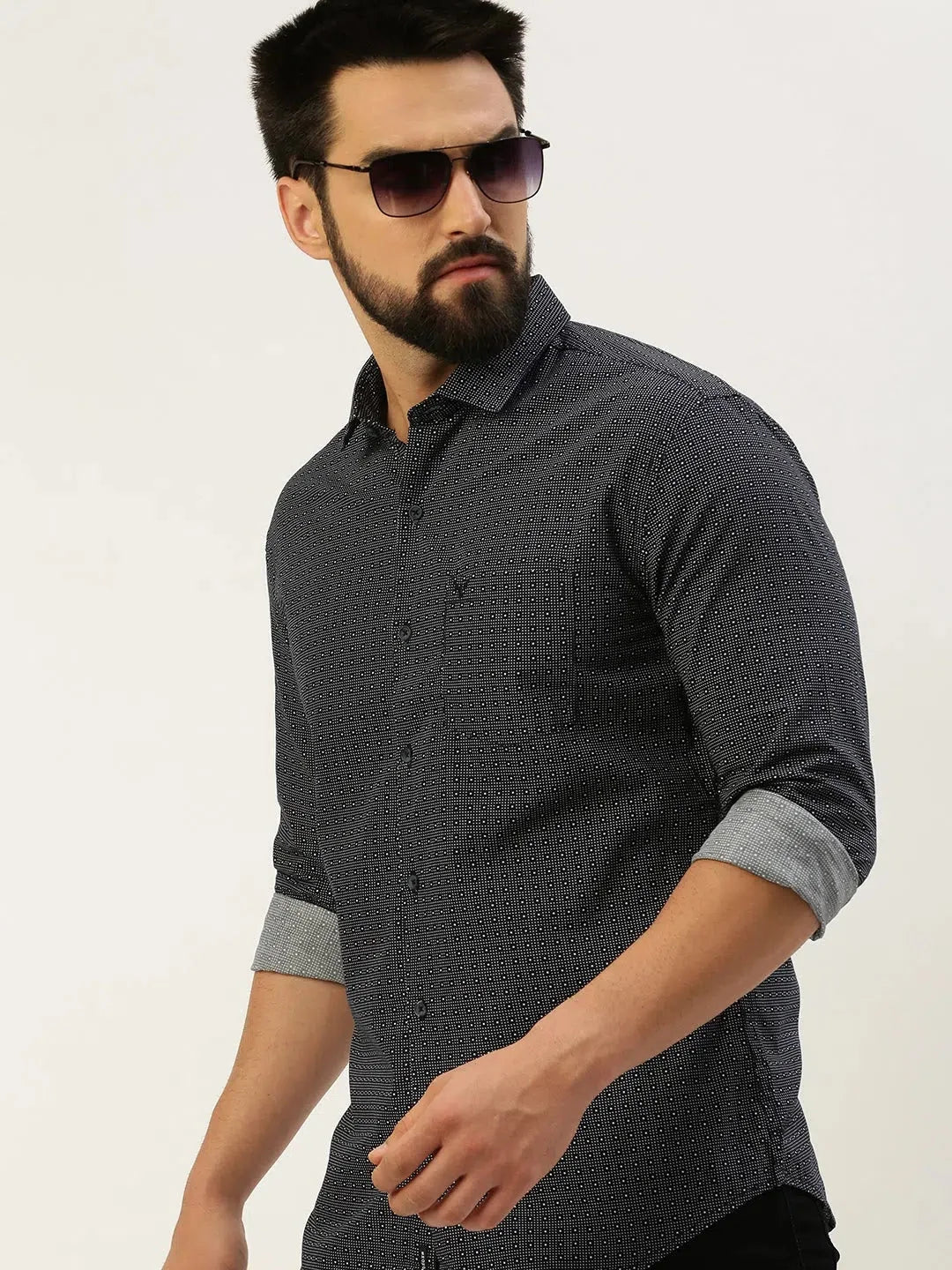 Men Navy Printed Casual Shirt-STAPLEPRINTS-0497-Navyblue