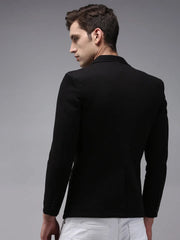 Men Black Solid Blazer-AR-021-Black