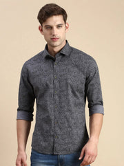 Men Grey Printed Casual Shirt-COREPRINT-5424-Grey