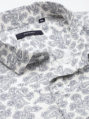 Men White Printed Casual Shirt-ZEPHYRPRINTS-2034-White