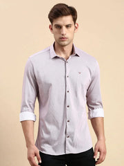 Men Mauve Striped Casual Shirt-CELLOKNITS-4976-Mauve