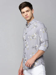 Men Grey Printed Casual Shirt-EECOPRINT-2049-Grey