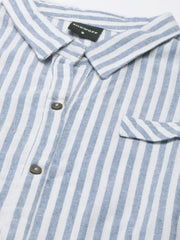 Women Blue Striped A-Line Kurta-DF-1597-Blue