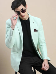 Men Green Solid Casual Blazers-AR-37-Green