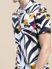 Men White Printed Casual Co ord Set-MARSHALL-1840-White