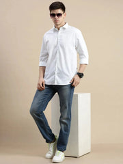 Men White Graphics Casual Shirt-DAITON-3461-White